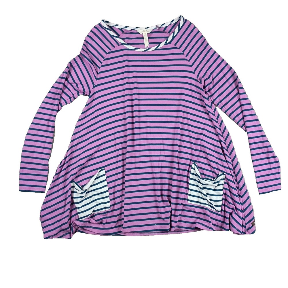 Matilda Jane Purple Striped Long Sleeve Tunic Top Patch Pocket Women's Size S